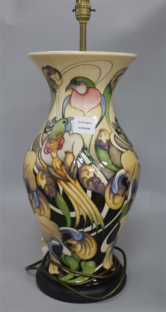 A large Moorcroft table lamp